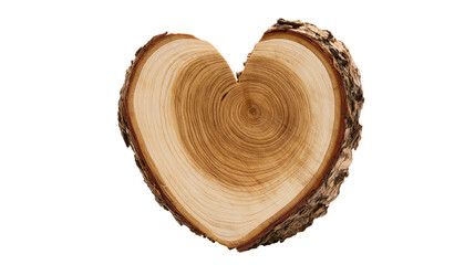 Naklejka premium Heart shaped wood slice with bark and growth rings