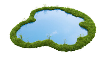 Pond with green grass border and blue water © Patricia