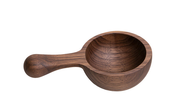 Wooden coffee scoop with handle, dark brown walnut wood