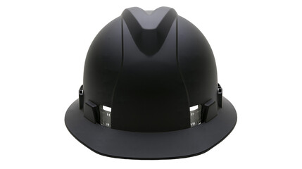 Fototapeta premium Black hard hat with brim and ventilation slots