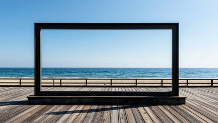 Fototapeta premium Empty frame overlooking the blue ocean beach