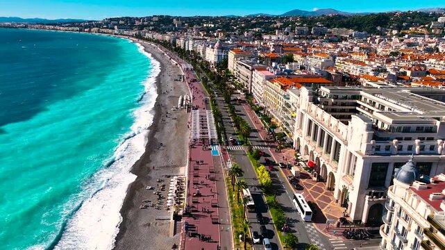 Aerial view of Nice, Nice, the capital of the Alpes-Maritimes department on the French Riviera, France