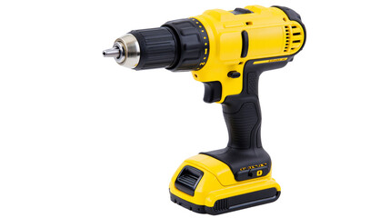 Yellow and black cordless power drill with battery © Pablo