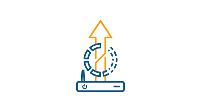 Router icon with upward arrow signal boost.