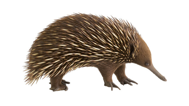 Short-beaked echidna with sharp spines and brown fur
