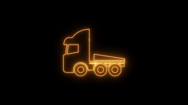 Truck neon icon 4K video animation