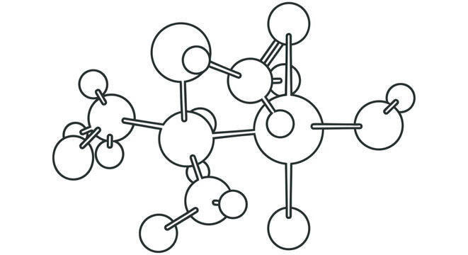 Molecular structure diagram black line drawing on a white background