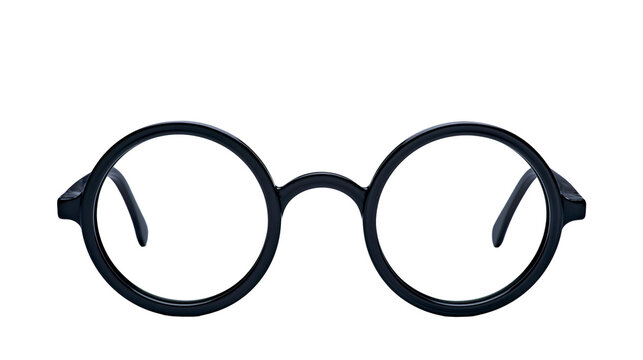 Round Black Plastic Eyeglasses with Thick Frames