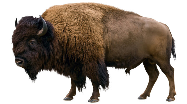 American Bison with thick brown fur and horns