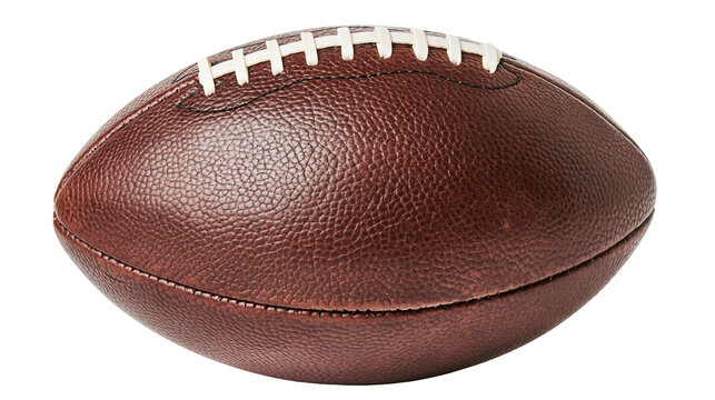 Brown leather American football with white laces