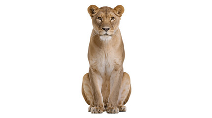 Lioness sitting front view full body portrait © Pablo