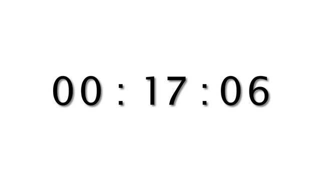 Time display showing 00 17 06 on white background with dark numbers digital format clock.