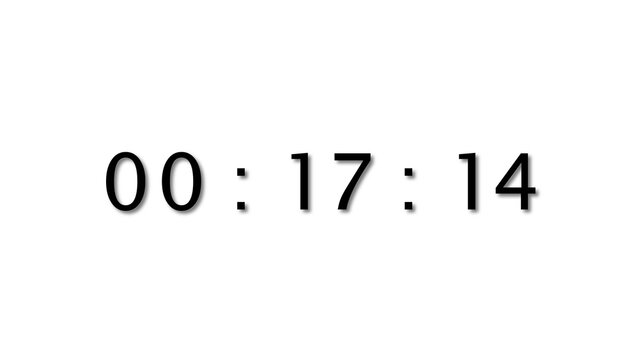 Time display showing 00 17 14 on white background with dark numbers digital format clock.