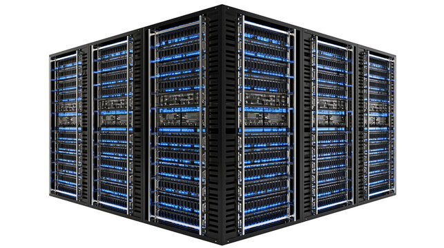 Server Racks with Blue LED Lights