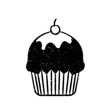 Minimalist Hand-Drawn Cupcake Line Art Sketch Isolated