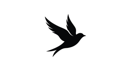 Fototapeta premium Bird Silhouette Against White Background Minimalist Graphic Design