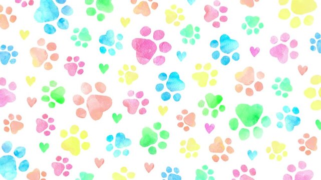 Pet dog cat paw prints pattern background