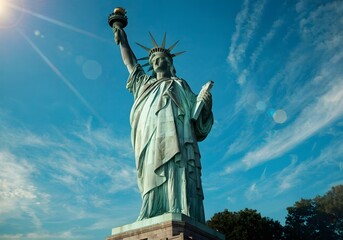 Fototapeta premium Statue of liberty against clear blue sky.