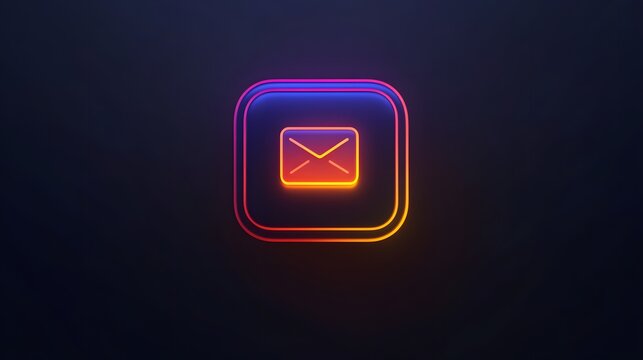 A vibrant neon email icon on a dark background, symbolizing digital communication.