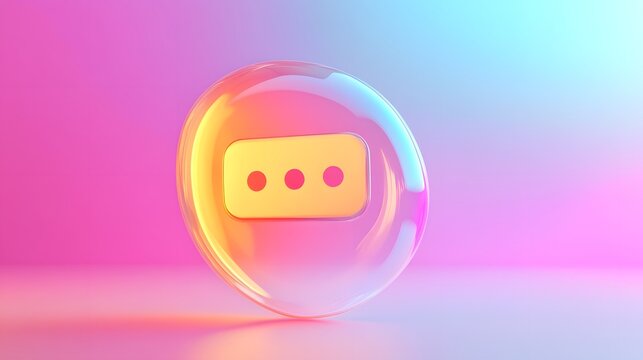 A vibrant, glowing chat icon symbolizes digital communication and interaction.