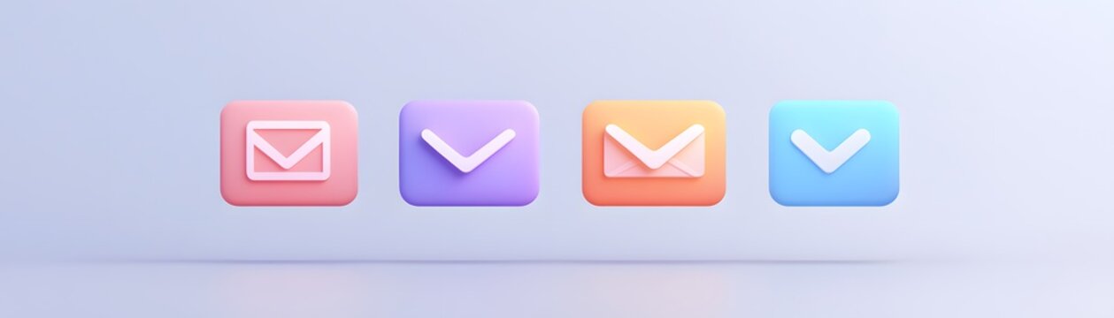 Colorful email icons representing modern communication in a digital world.