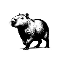 Obraz premium Black and white capybara standing