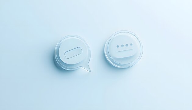 Minimalist design featuring modern speech bubbles in soft colors, ideal for digital communication themes, showcasing interaction, dialogue, and connectivity in the tech world.
