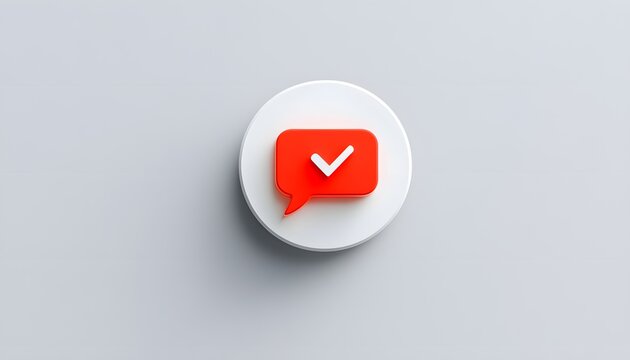 This image showcases a modern notification icon featuring a check mark within a chat bubble, symbolizing confirmation and communication in digital platforms.