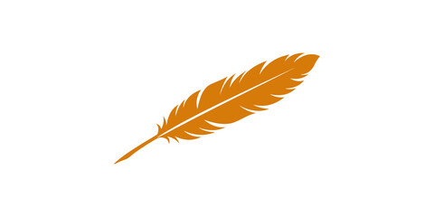 Orange feather quill pen classic writing silhouette isolated on transparent background ©  شفافة خلفية