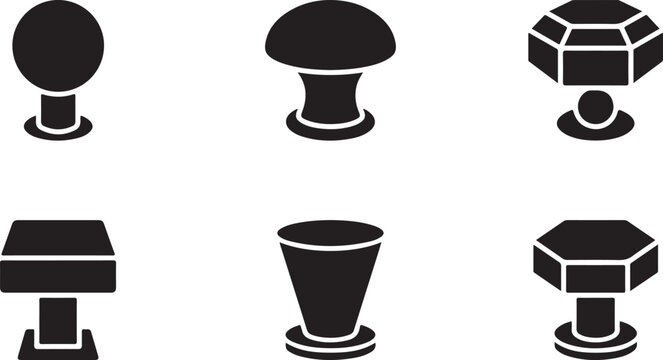 Six stylized flat pack furniture icons in black and white Vector