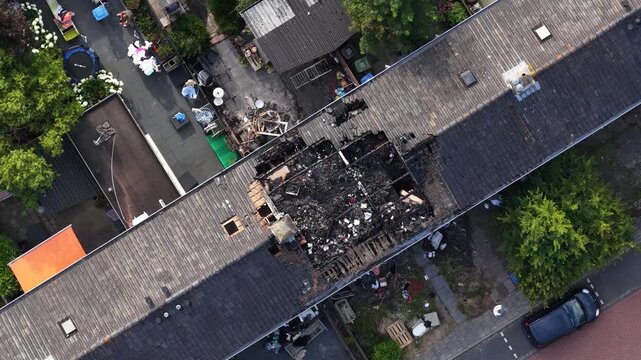 Fire Damage After Lightning Strike on Residential House