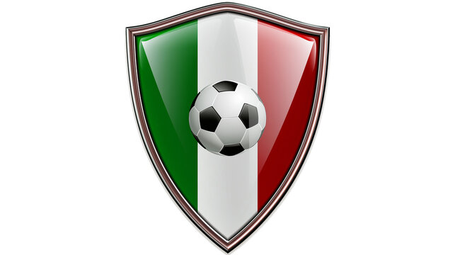 Shield with Italian flag colors and soccer ball emblem