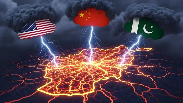 Conceptual map of afghanistan under political tension with international interference