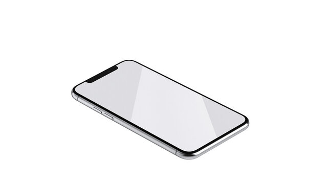 Modern smartphone with blank screen and silver frame