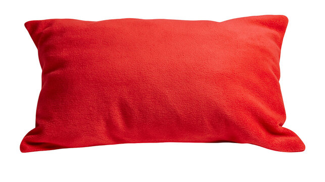 Red rectangular plush pillow with soft texture