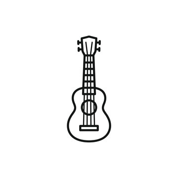 Vertical ukulele string instrument vector line drawing.