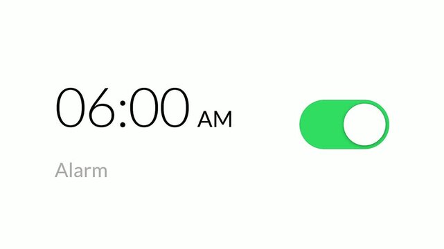 Activating early morning alarm clock app interface. 4K Video