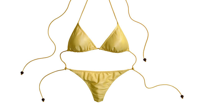 Yellow String Bikini Set with Beads