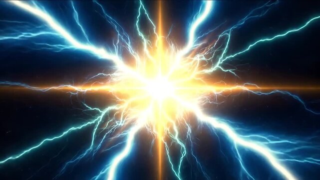 Bright electrical lightning discharge in space