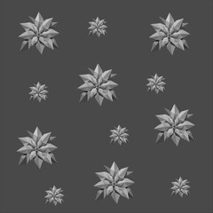 Obraz premium Abstract monochrome low poly Christmas poinsettia flower pattern on a grey background. Geometric vector illustration for winter holidays, wrapping paper and minimalist decor.