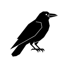 Fototapeta premium Raven icon featuring a distinctive bird profile symbolizing intelligence, mystery, wisdom, and wildlife themes. Suitable for logos, apparel, tattoos, and nature collections.