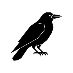 Fototapeta premium Raven icon featuring a distinctive bird profile symbolizing intelligence, mystery, wisdom, and wildlife themes. Suitable for logos, apparel, tattoos, and nature collections.