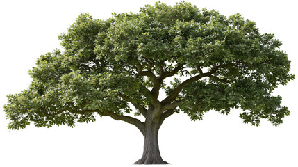 Large mature oak tree with dense green foliage and thick trunk © Anneliese