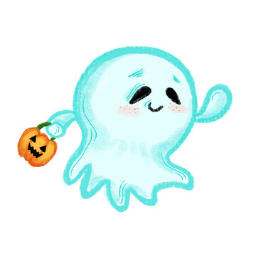funnt cartoon ghost halloween pumpkin