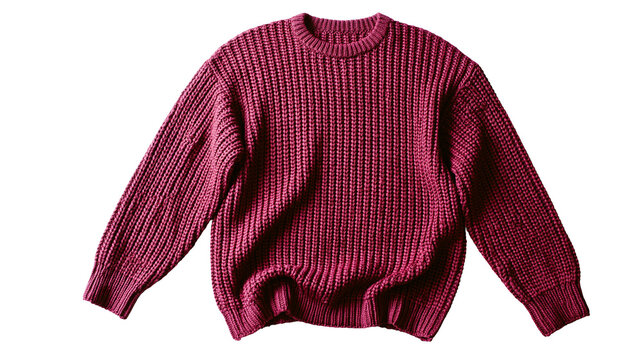 Chunky knit crewneck sweater in deep red