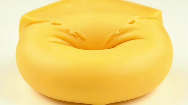 Solid Yellow Cheese Block Transforms Into Rounded Shape Highlighting Texture Change in Culinary Context