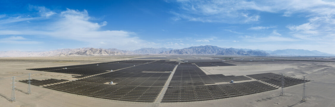 Large-Scale Solar Power Plant in the Desert of Golmud