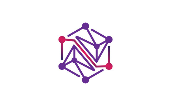 Abstract Network Cube Logo Design for AI and Technology