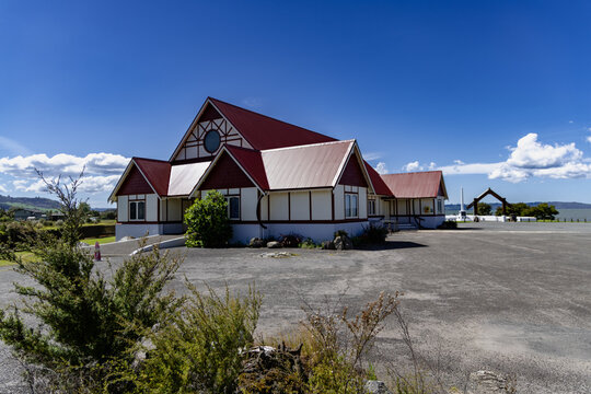Rural Red Roof Building Under Clear Sky