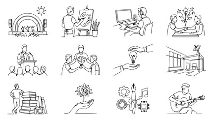 Fototapeta premium Creative Ideas and Business Concepts - Montage of Line Art Illustrations
